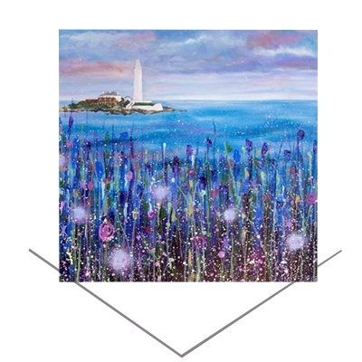 St Marys Lighthouse Blue Greeting Card